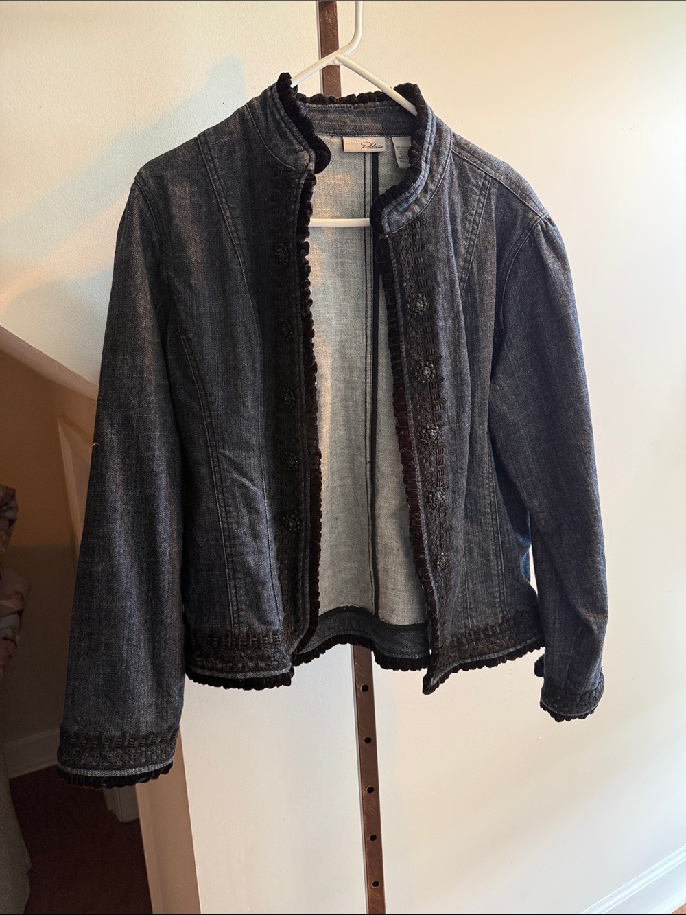 Chico’s Women’s Dark Denim Trim Jacket